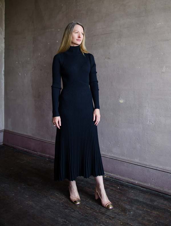 Vanessa Bruno Divana Ribbed Knit Dress - Navy on Garmentory