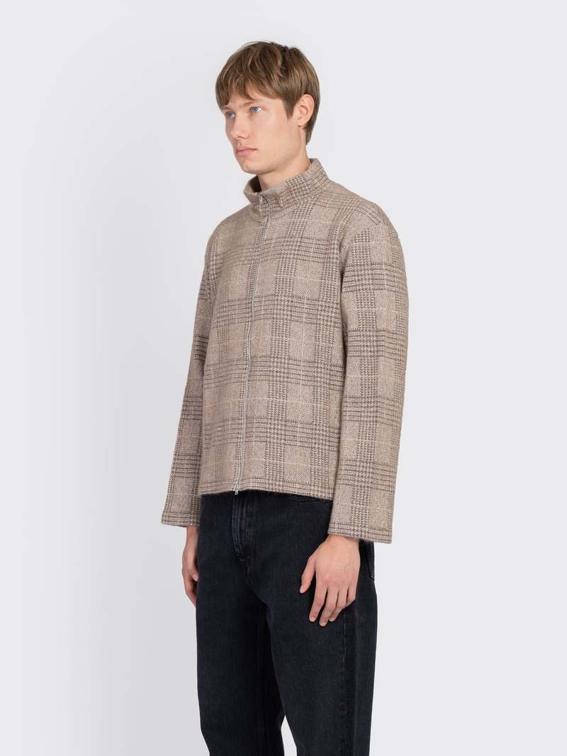 Our Legacy Shrunken Fullzip Polo - Beige Hound Check | Garmentory