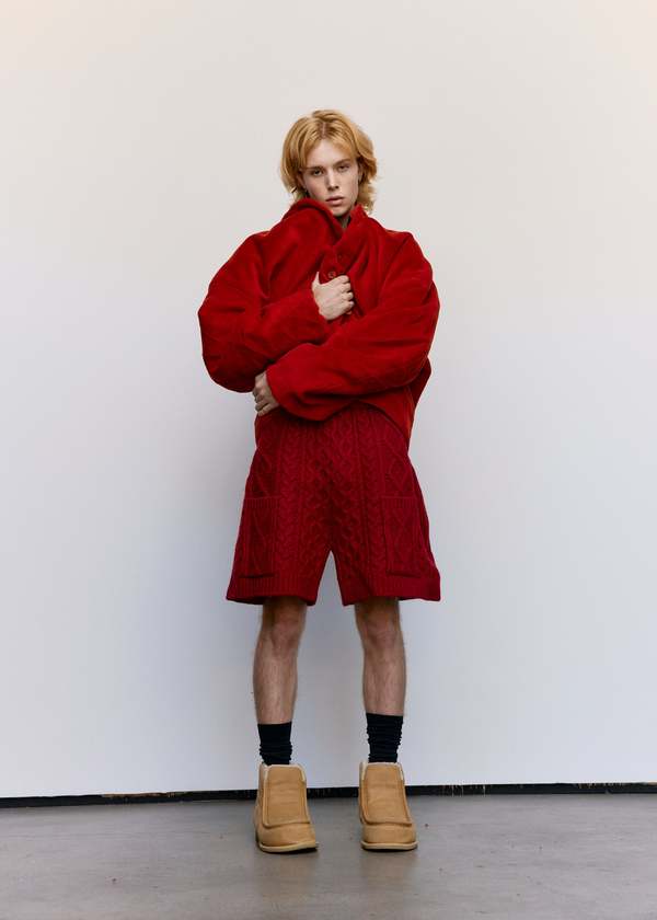 JW ANDERSON Oversized V-Neck Cardigan - Red