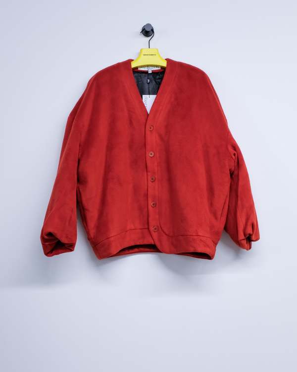 JW ANDERSON Oversized V-Neck Cardigan - Red
