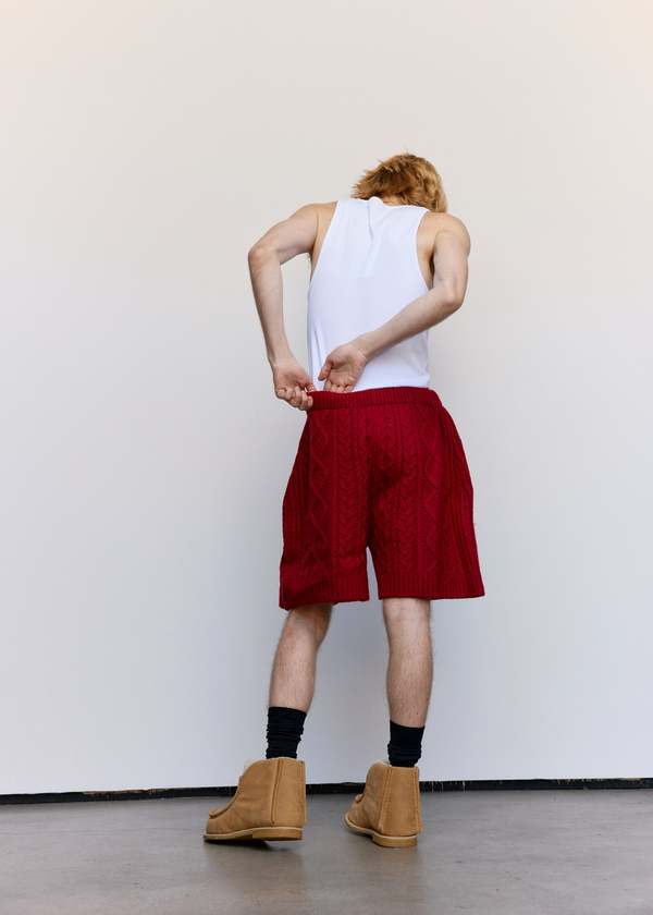パンツ 20AW JW Anderson OVERSIZE WOOL SHORTS JW ANDERSON Wool Cable Knit Shorts - Red | Garmentory
