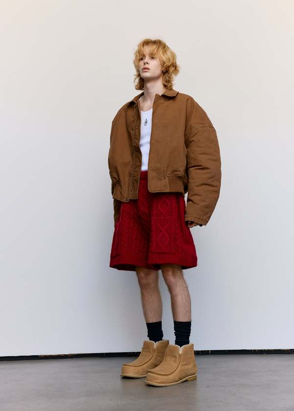 JW ANDERSON Wool Cable Knit Shorts - Red | Garmentory