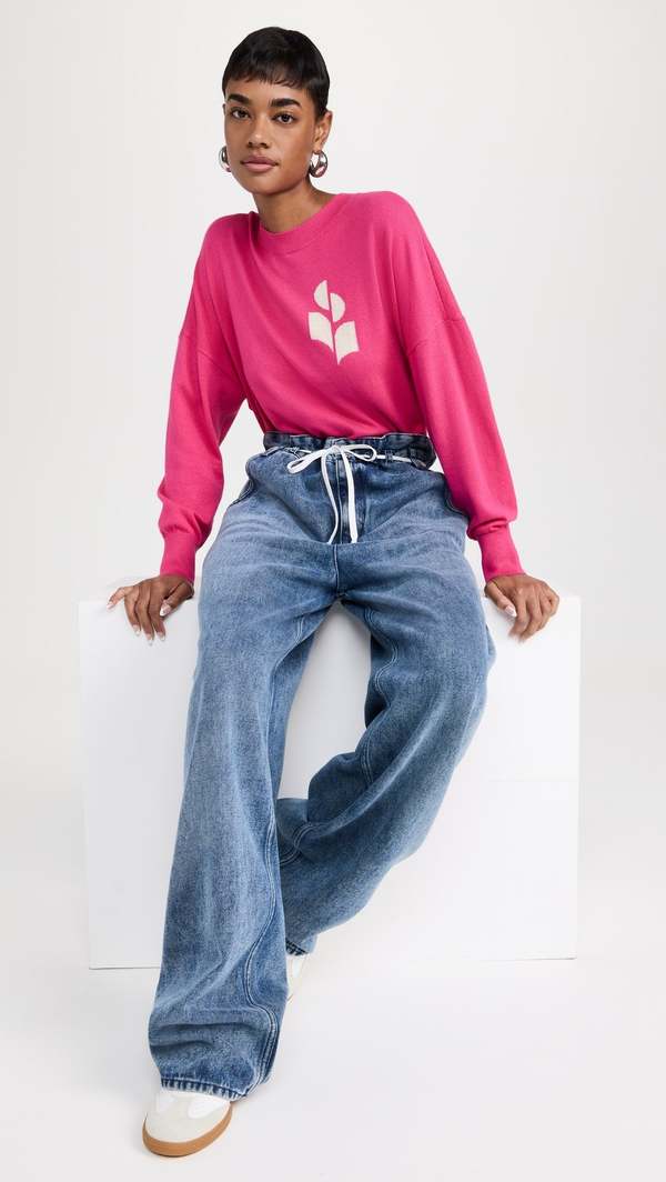 isabel marant etoile Marisans Mixed Cotton Logo Sweater - Orchid