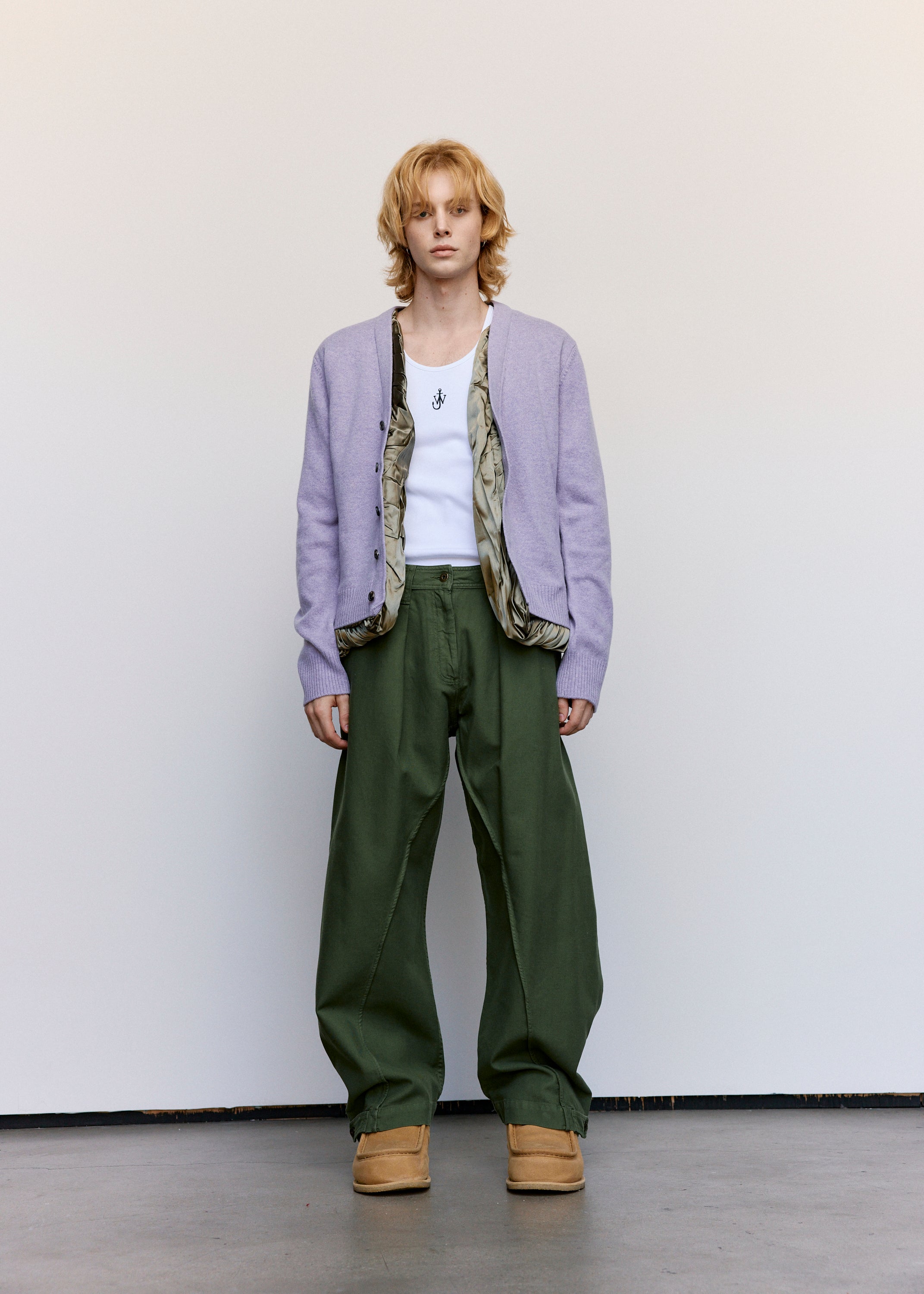 JW Anderson カーディガン サイズL JW ANDERSON Satin Lined Cardigan - Lavender | Garmentory