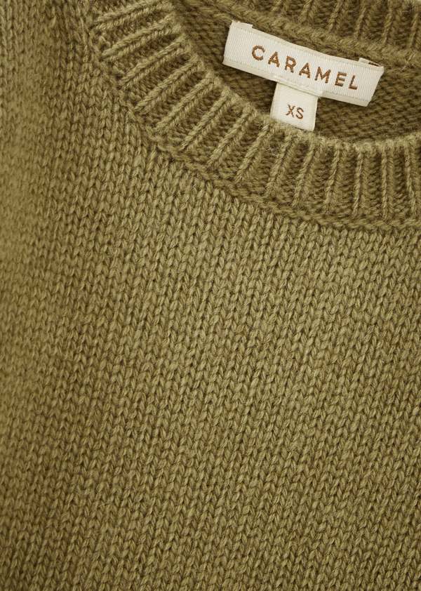 Kids Caramel CHESTER BABY WOOL JUMPER - OLIVE