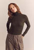 Amente Wool Blend Lightweight Turtleneck - Dark Olive - Thumbnail 1