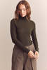 Amente Wool Blend Lightweight Turtleneck - Dark Olive - Thumbnail 4
