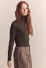 Amente Wool Blend Lightweight Turtleneck - Dark Olive - Thumbnail 8