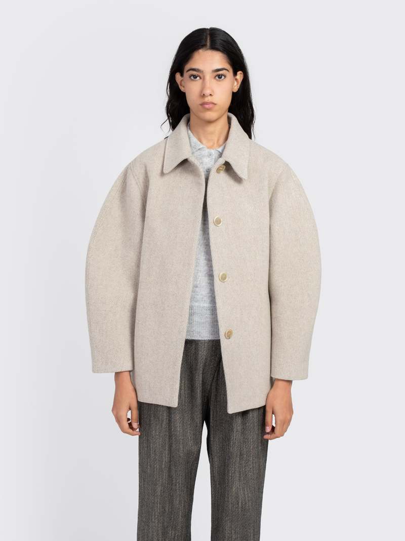 AMOMENTO Hourglass Half Coat - Beige | Garmentory