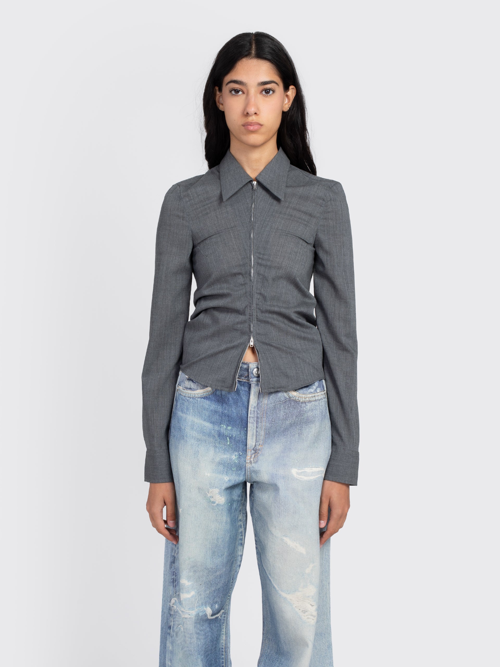 Our Legacy Slim Zip Shirt - Ripe Antracite | Garmentory