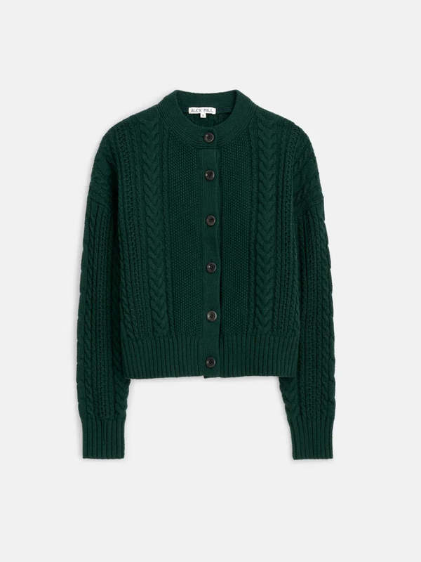 Alex Mill Cable Knit Nico Chunky Cardigan - Evergreen