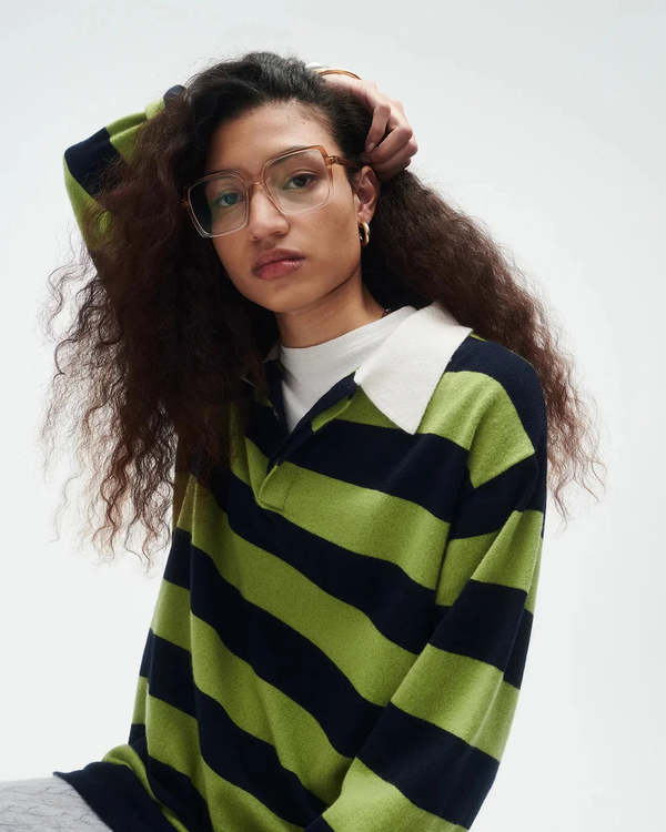 Guest in Residence Striped Rugby - Matcha/Midnight | Garmentory