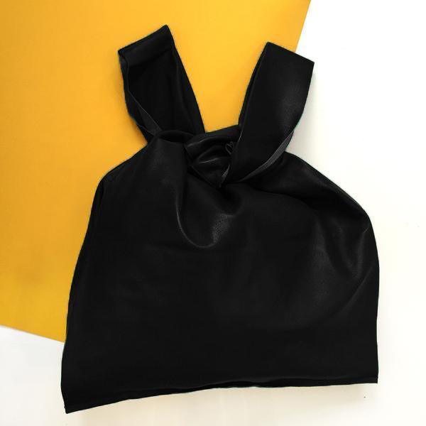 Slow and Steady Wins the Race Knotted Bodega in Black Leather Slow and Steady Wins the Race Knotted Bodega in Black Leather