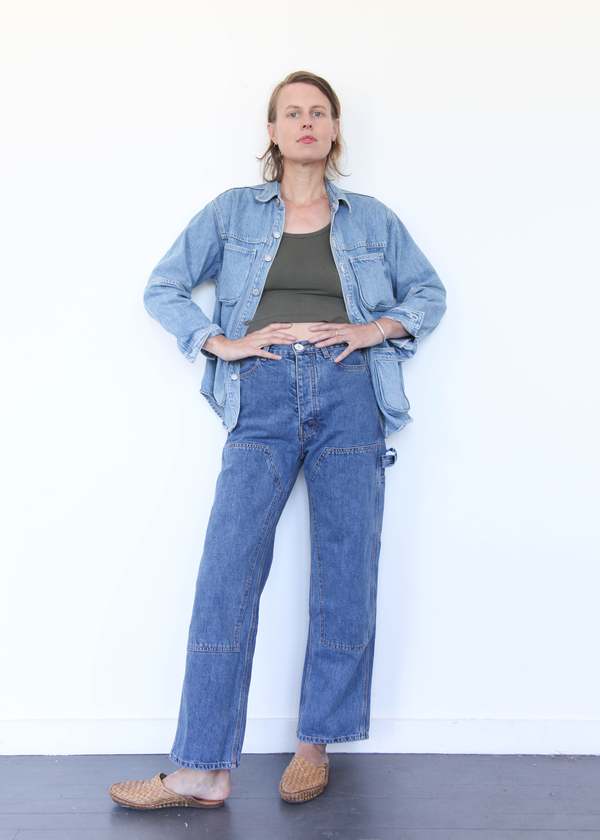 Jesse Kamm Patchfront Handy Pant - Cowboy Blue/Gold Stitch Jesse Kamm Patchfront Handy Pant - Cowboy Blue/Gold Stitch