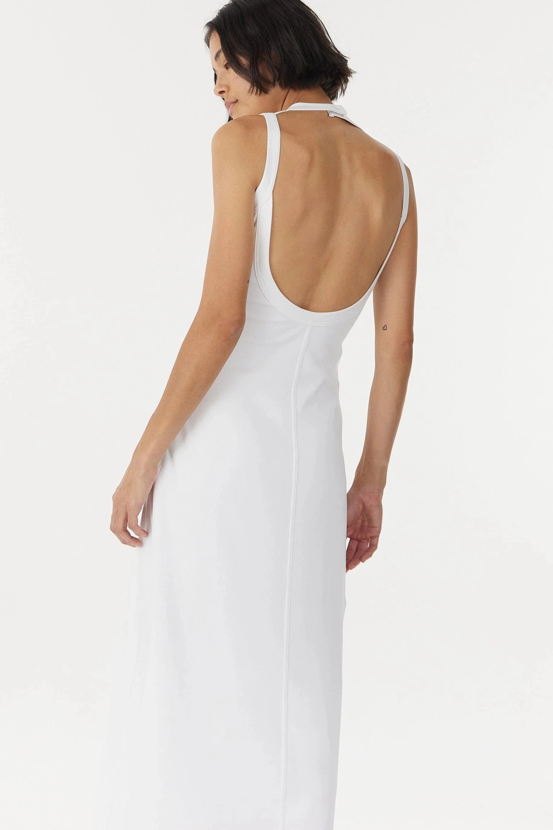 strapless open back dress Bow Back Dropped Waist Midi Dress