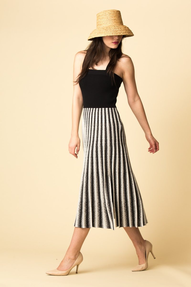 strapless open back dress Derek Lam 10 Crosby Maizie Mock Neck Pleated Sweaterdress, Brown Multi / Regular 4 (S)