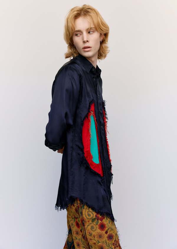 Edward Cuming Viscose Fraying Lung Window Shirt Edward Cuming Viscose Fraying Lung Window Shirt