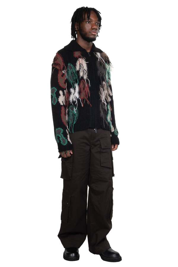 アウターその他 ANDERSSON BELL Rainbow intarsia zip-up cardigan atb1154mBLAC ANDERSSON BELL Rainbow Intarsia Zip-Up Cardigan - Black