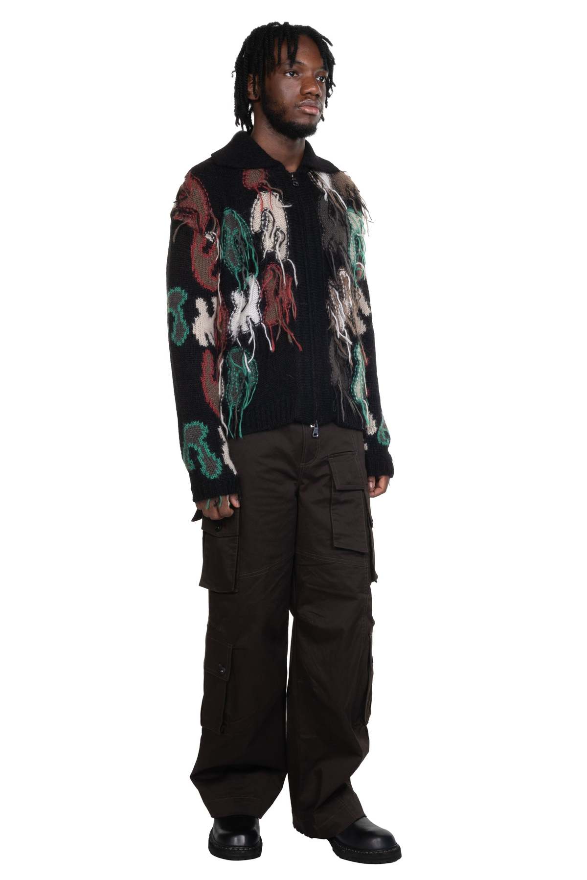 [Andersson Bell] RAINBOW INTARSIA ZIP-UP CARDIGAN★韓国人気 ANDERSSON BELL - 【残り一点】Rainbow Intarsia Zip Up