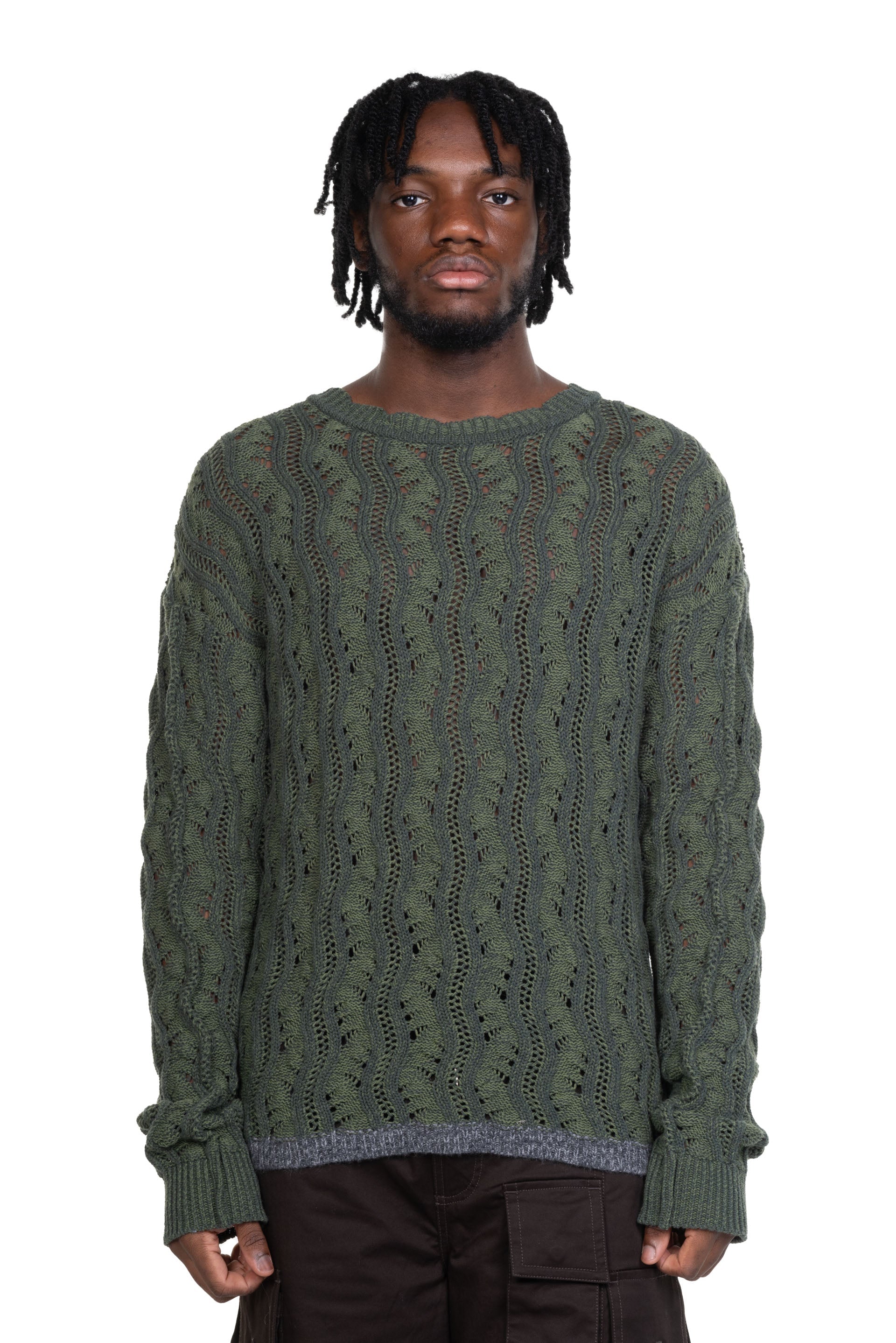 ANDERSSON BELL Two Tone Wave Crew-Neck Sweater | Garmentory