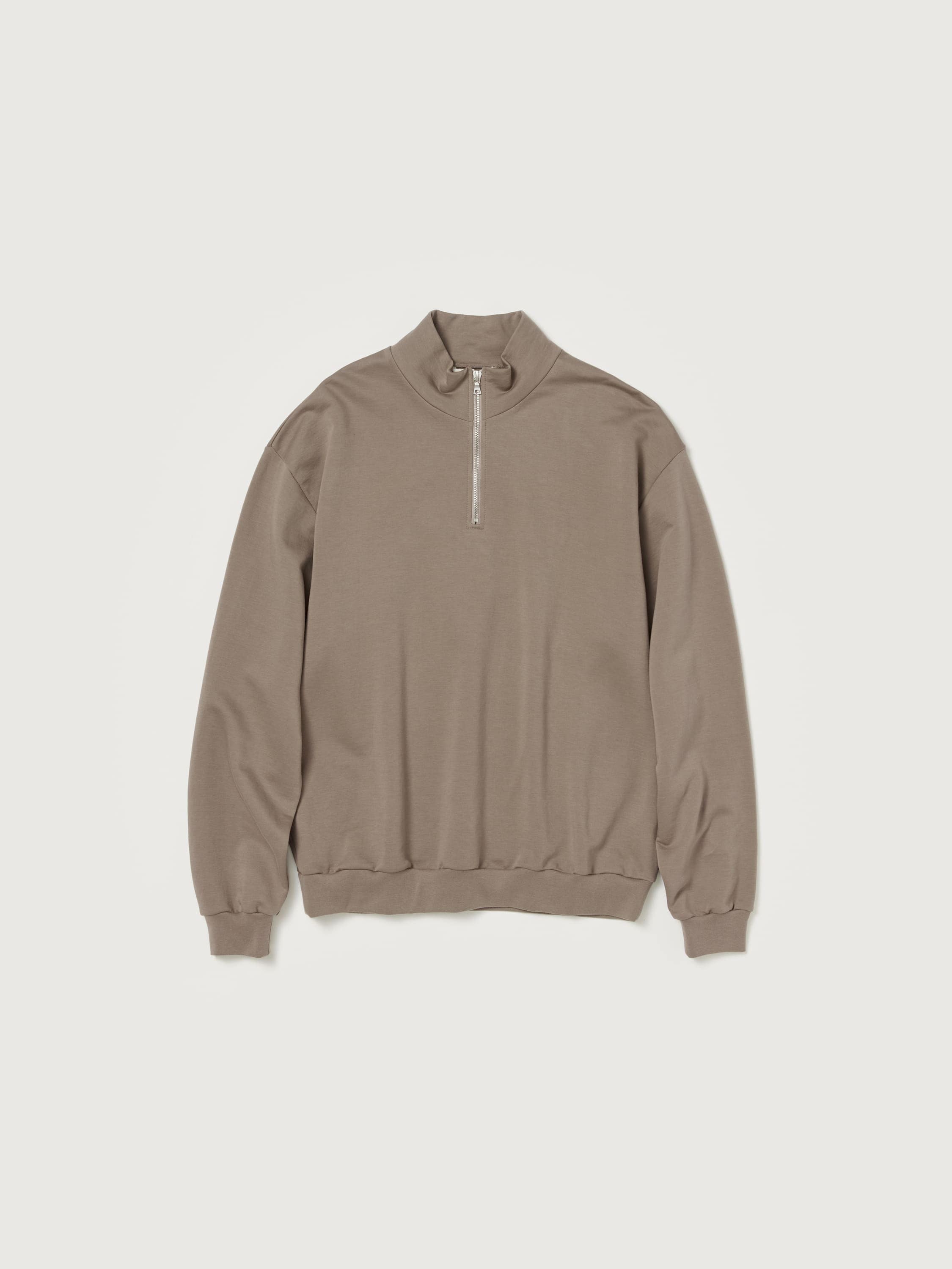 Auralee Elastic High Guage Sweat Half Zip Pullover - Gray/Beige 
