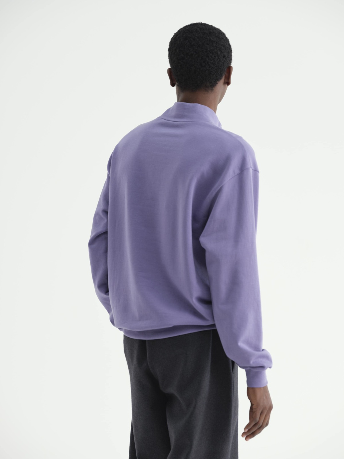 Auralee Elastic High Guage Sweat Half Zip Pullover - purple