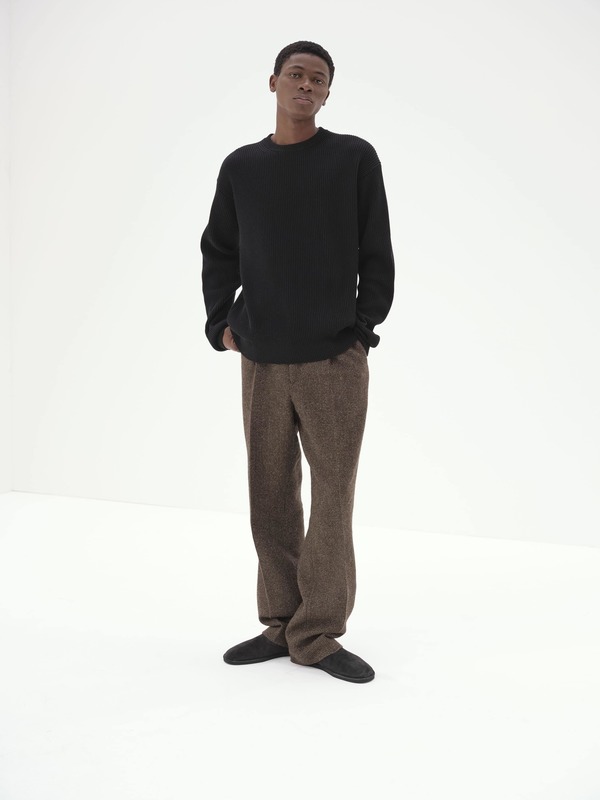 Auralee Lama Shetland Wool Tweed Slacks pants - Khaki Tweed