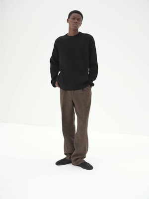 Auralee Lama Shetland Wool Tweed Slacks pants - Khaki Tweed