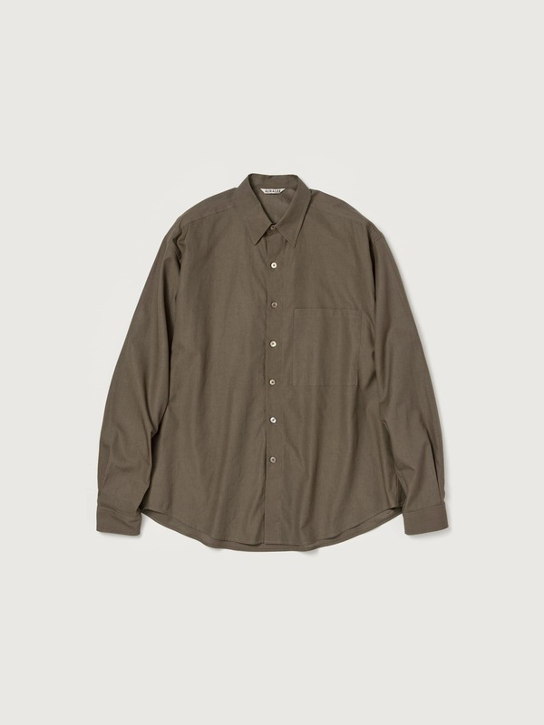 Auralee Washed Finx Twill Big Shirt - Brown | Garmentory