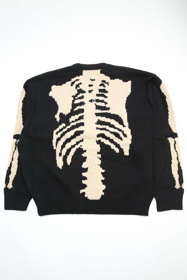 Kapital 5G Wool Knit BONE Crew Sweater - Black | Garmentory