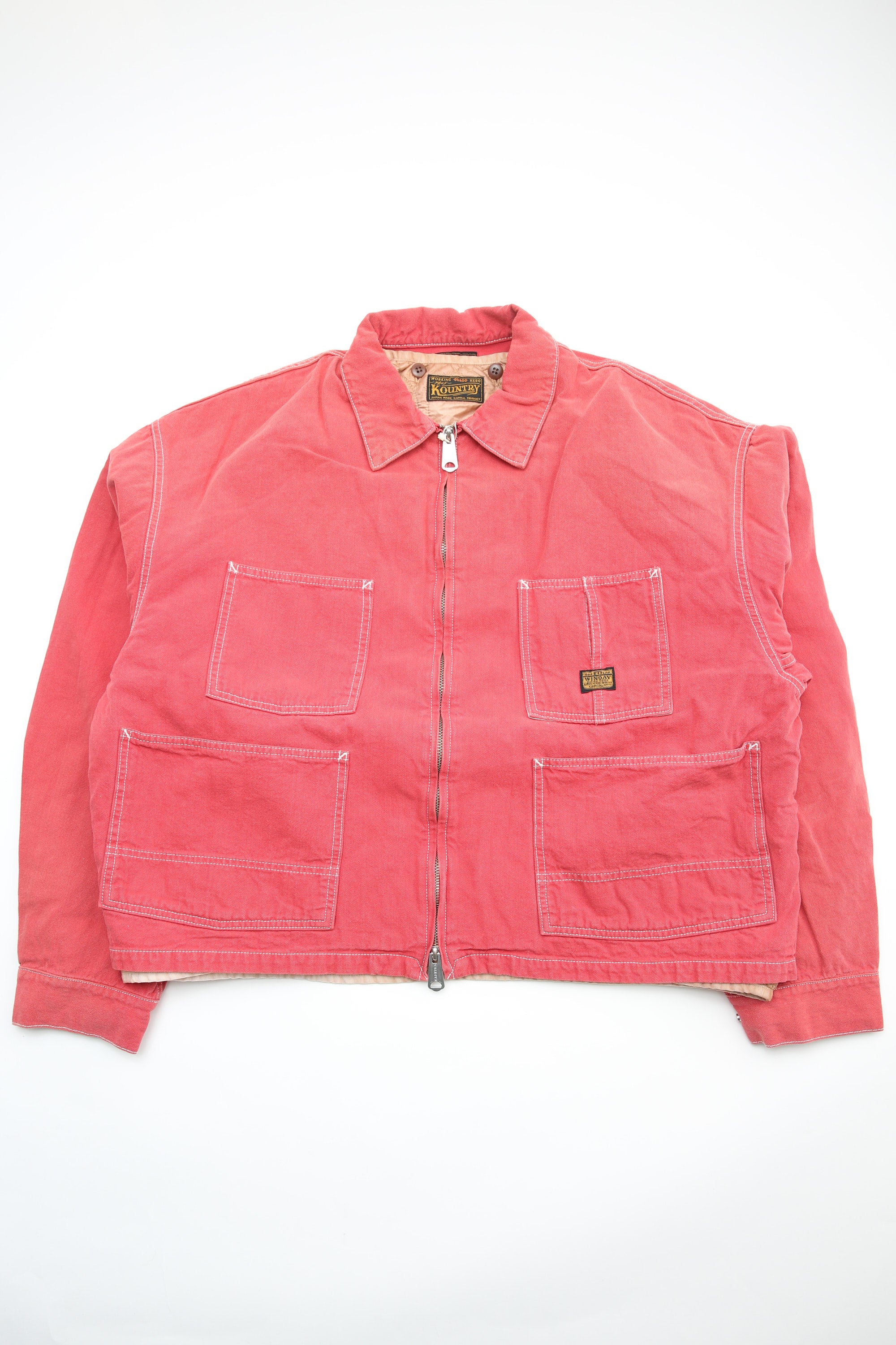Kapital Canvas Coverall Linend Drizzler jacket - California Red