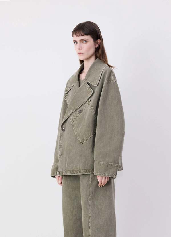 Lemaire Dispatch Jacket - Denim Snow Olive | Garmentory