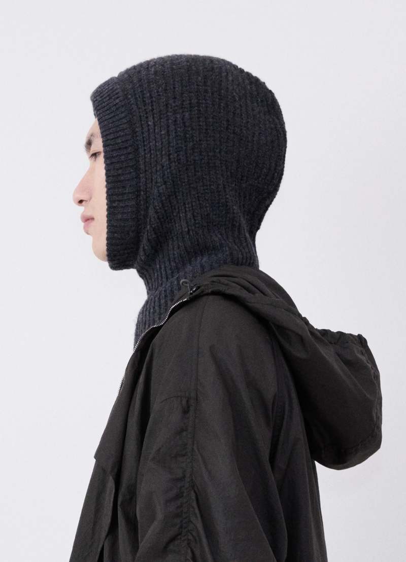 ハット LEMAIRE WOOL AND ALPACA BLEND HOOD Lemaire Knitted Hood - Steel Grey Melange | Garmentory