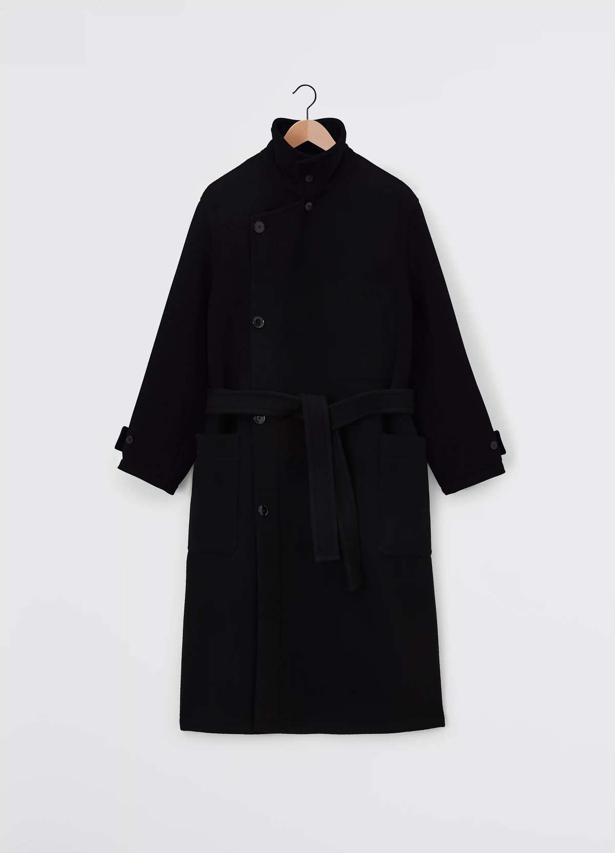 超美品❗️ LEMAIRE WRAP COAT Unisex Wool Wrap Coat — Black – La Garçonne