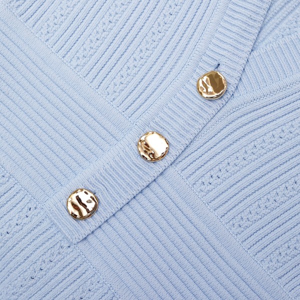 Self-Portrait Pointelle Knit Midi Dress - Blue