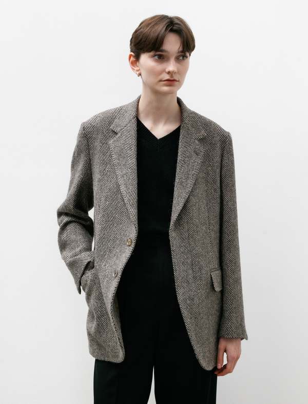 Auralee Lama Shetland Wool Tweed Over Jacket - Khaki | Garmentory