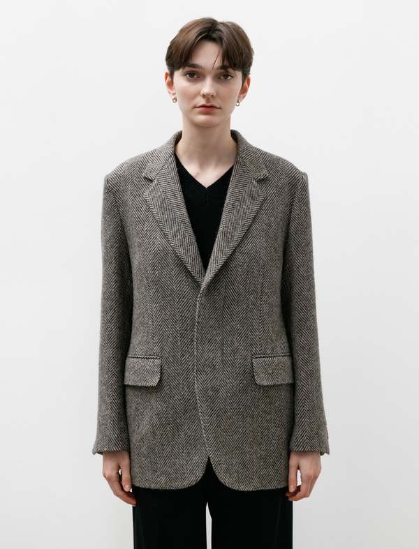 Auralee Lama Shetland Wool Tweed Over Jacket - Khaki | Garmentory