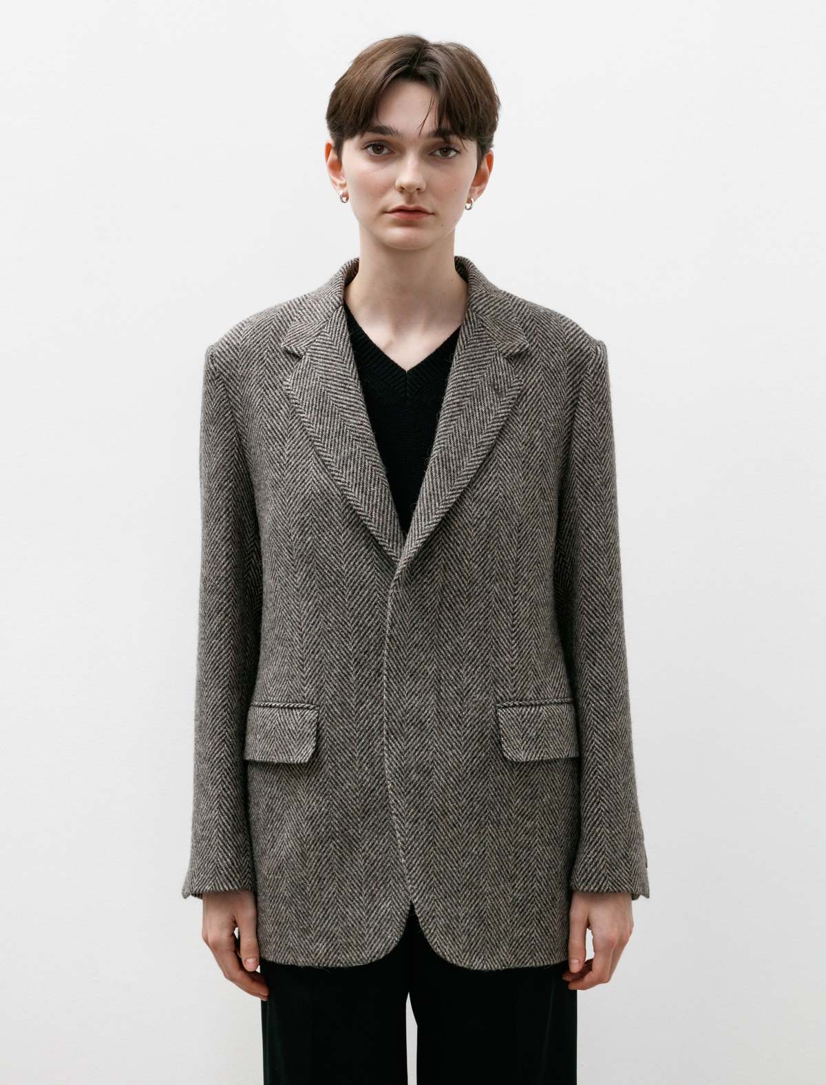 Auralee Lama Shetland Wool Tweed Over Jacket - Khaki | Garmentory