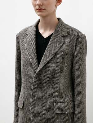 ジャケット・アウター AURALEE SHETLAND WOOL TWEED OVER JACKET Auralee Lama Shetland Wool Tweed Zip Blouson | Khaki Tweed | Canoe