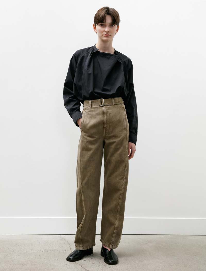 Lemaire Twisted Belted Pants - Denim Snow Olive | Garmentory 