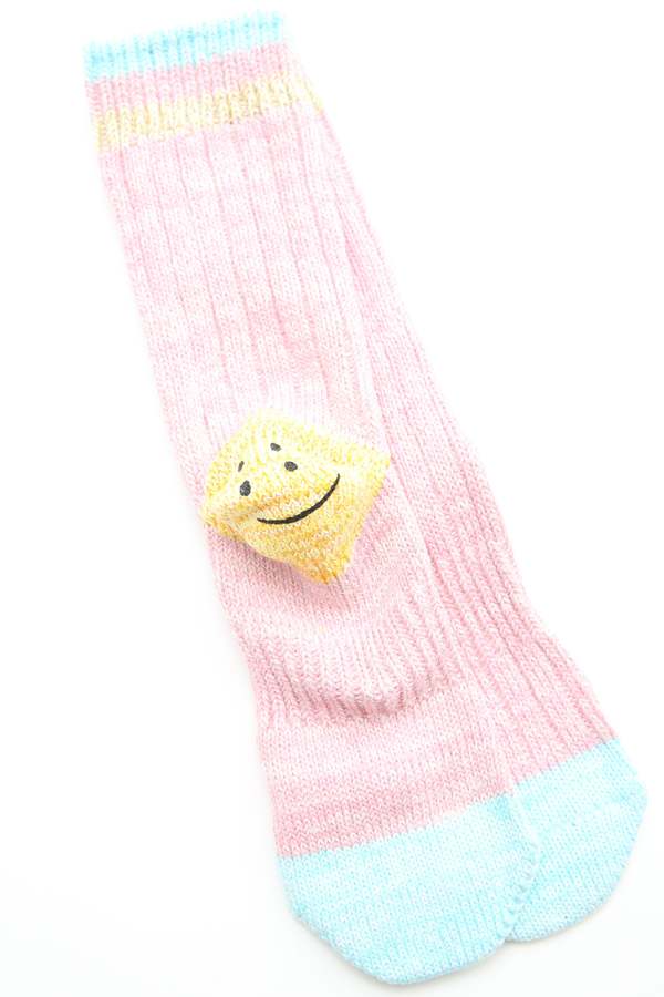 Kapital 60 Yarns Ivy Rainbowy Happy Heel Hold Socks - Pink