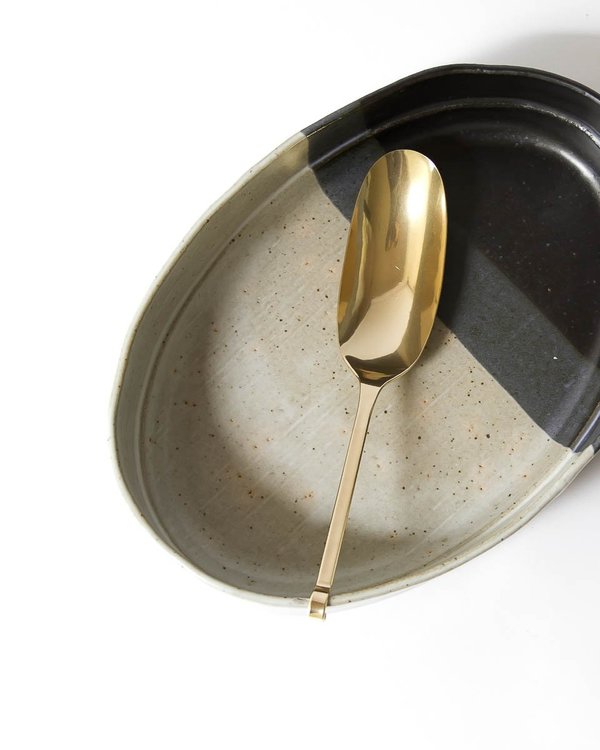 Lue Brass Handmade Elongated Brass Serving Spoon Lue Brass Handmade Elongated Brass Serving Spoon