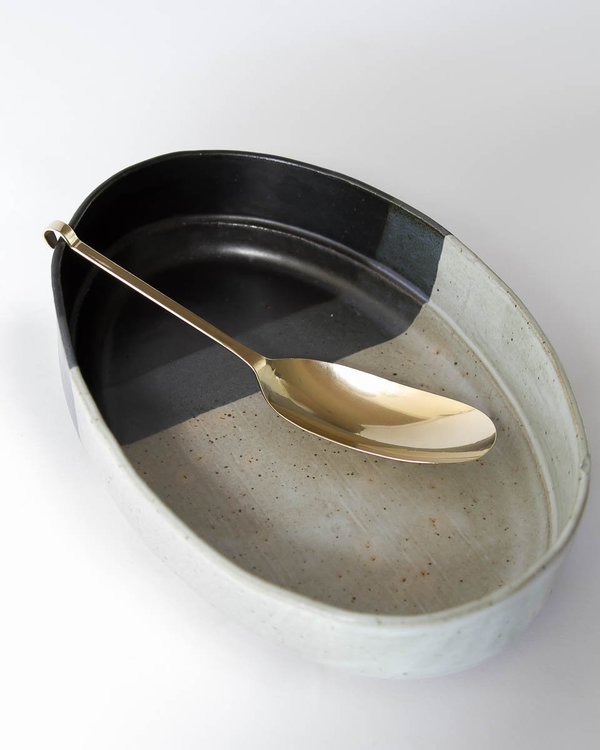 Lue Brass Handmade Elongated Brass Serving Spoon Lue Brass Handmade Elongated Brass Serving Spoon