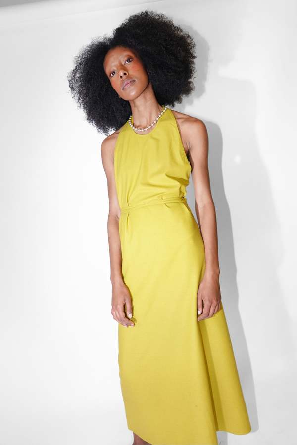 Baserange Apron Dress - Sophos Green Silk | Garmentory