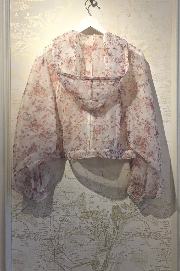 Ulla Johnson Runway Floral Crop 'Quinn' Rain Jacket with Balloon Sleeve Ulla Johnson Runway Floral Crop 'Quinn' Rain Jacket with Balloon Sleeve