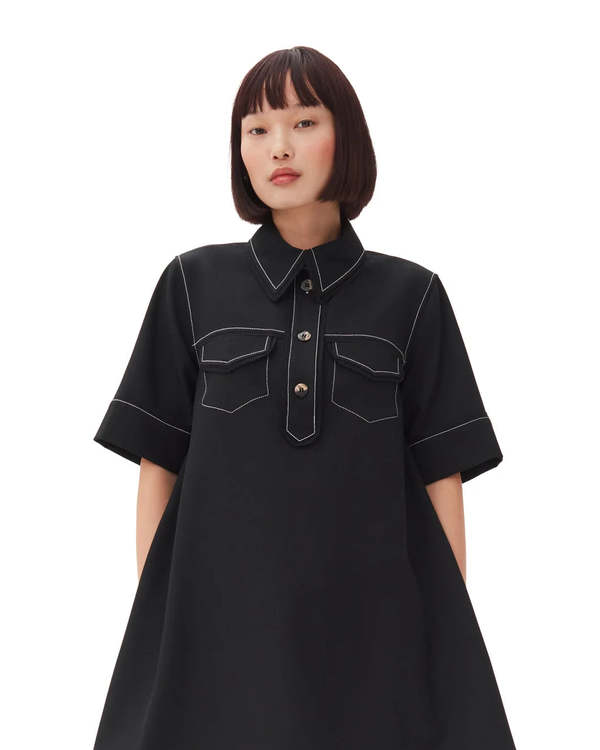 ganni crepe mini dress Printed crpe minidress in black - Ganni