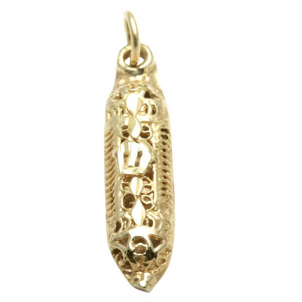 Bareket Fine Jewelry 14k Yellow Gold Mezuzah Pendant Filigree Israel