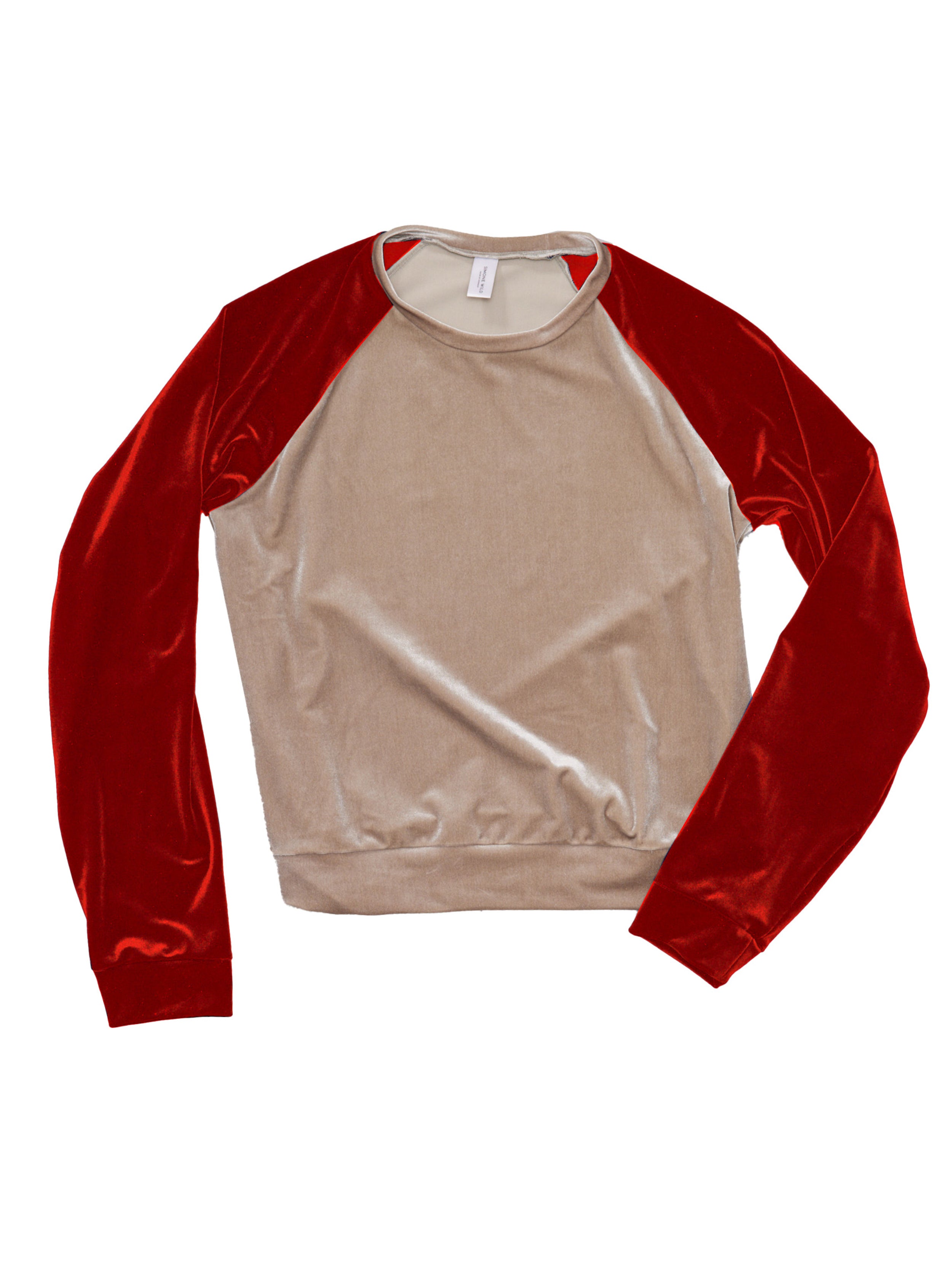 Simone Wild Velvet Raglan Sweater - Firered/Taupe | Garmentory