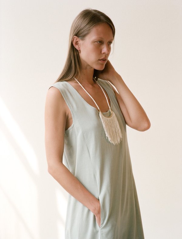 Lunate Fringe Creme Silk Noil Lunate Fringe Creme Silk Noil