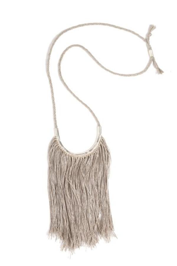 Lunate Fringe Natural Flax & Silver Lunate Fringe Natural Flax & Silver